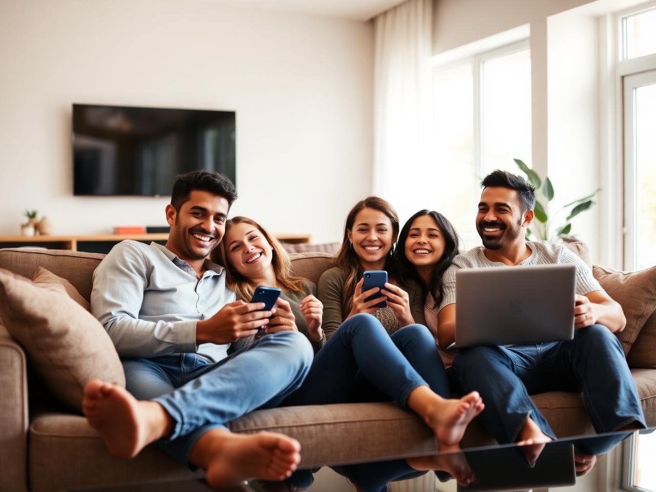 Family comparing insurance options at home